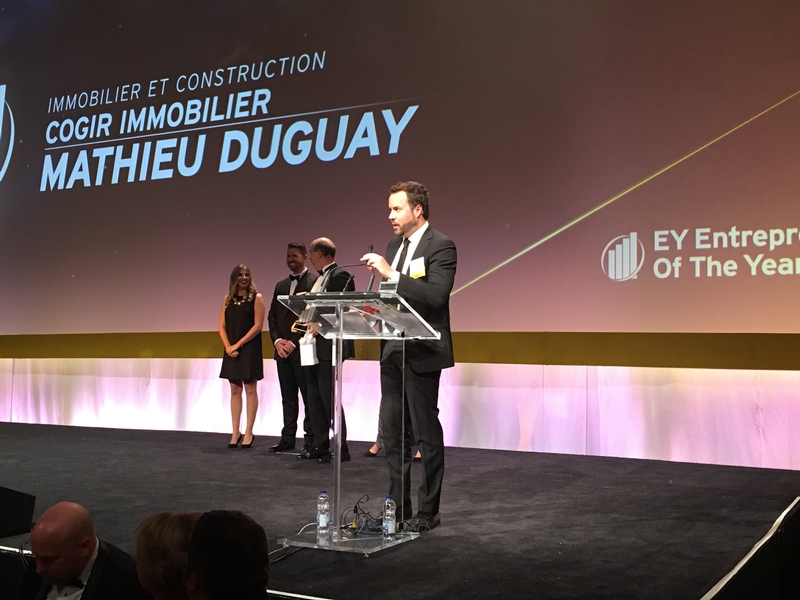 Mathieu Duguay, lauréat du Grand Prix de l'Entrepreneur d'EY 2017, catégorie Immobilier et construction